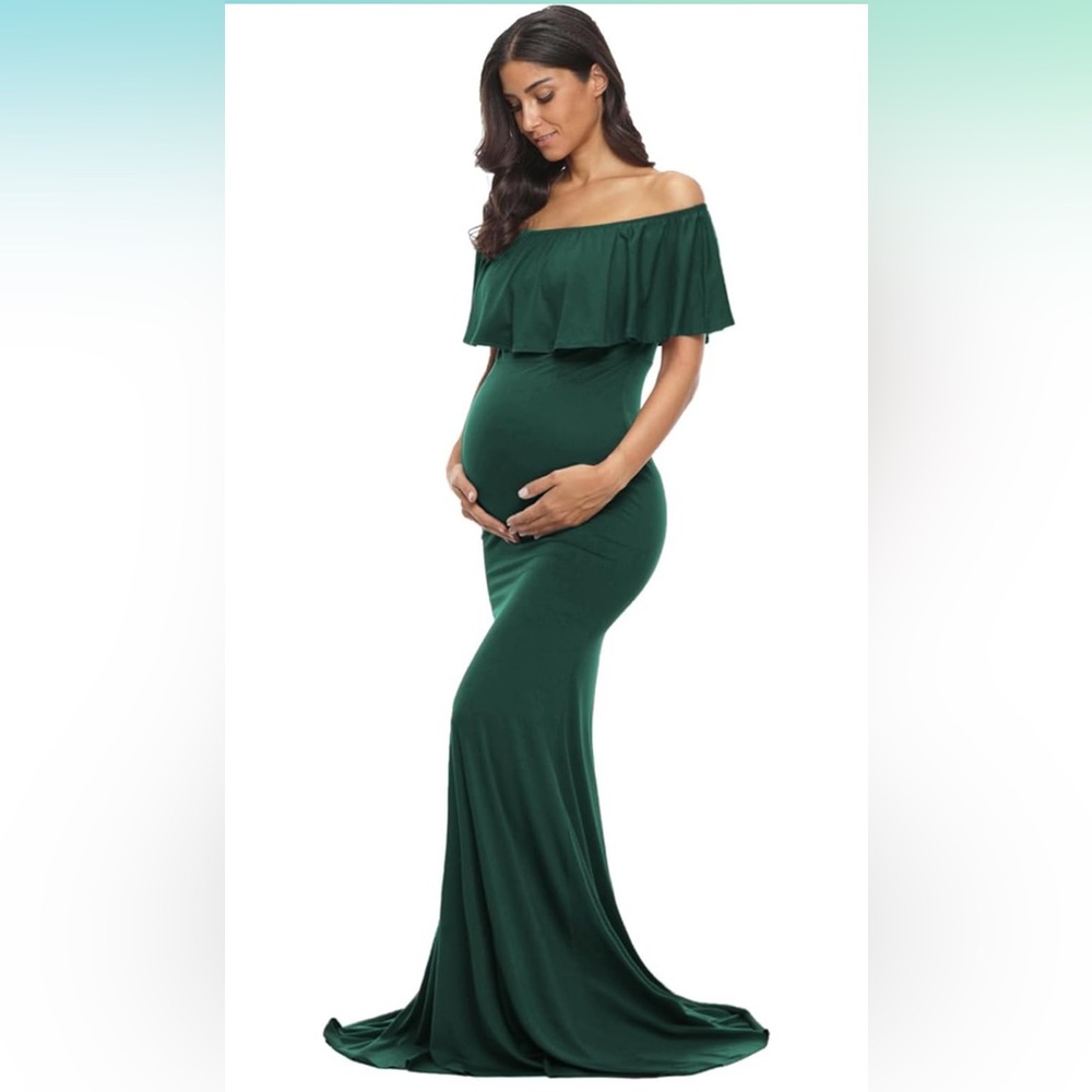 Hunter Green Maternity Maxi Dress